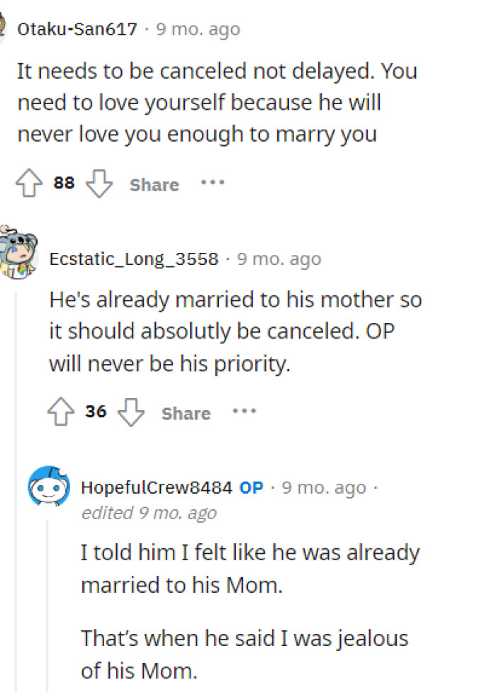 OP seems to have told him a lot of what people were saying in the comments, so we'll see what happens.