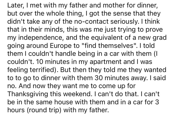 The OP says there is no way he can stand to be in the same house with his parents.