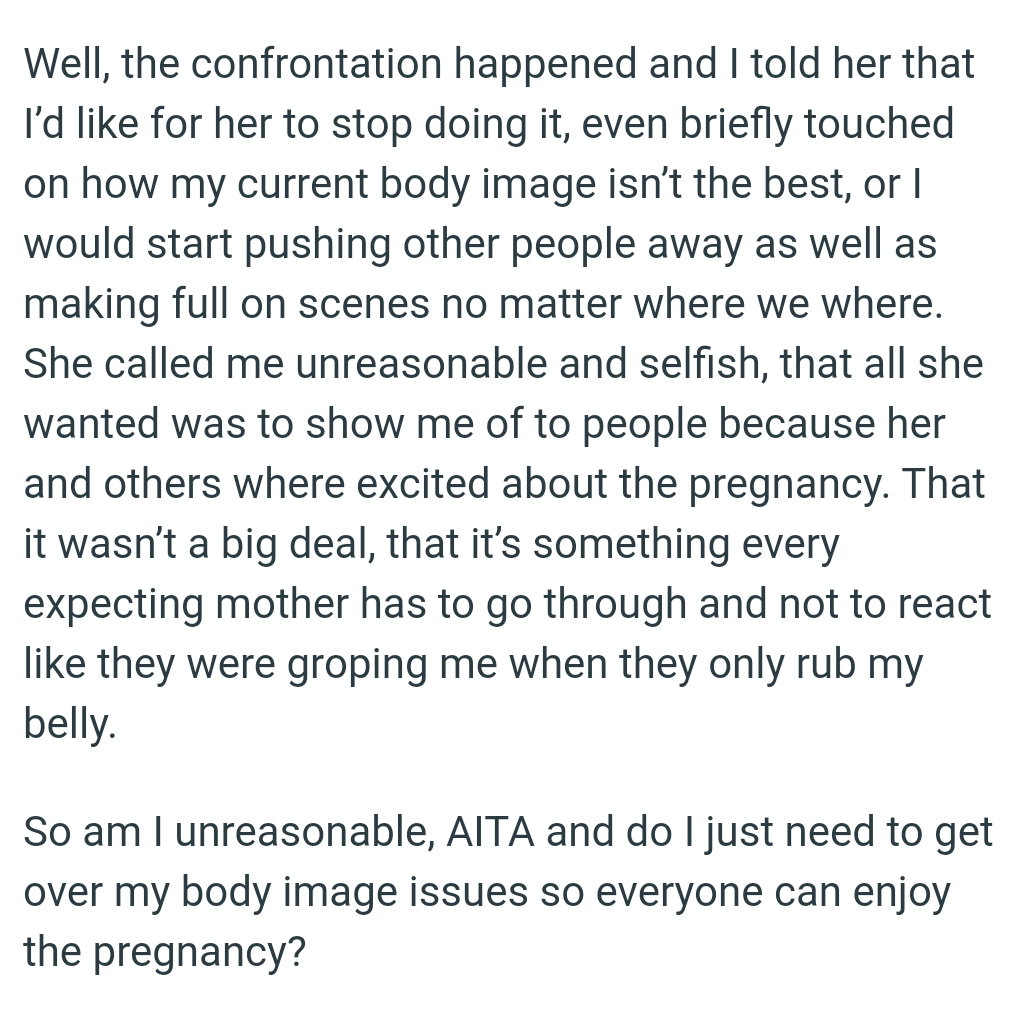 OP Should Not React as if They Are Groping Me When They Only Rub My Belly.