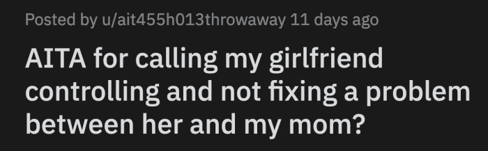 OP got annoyed by his GF's answer