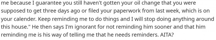 She continues on with what she said and then asks if she's TA for responding this way.