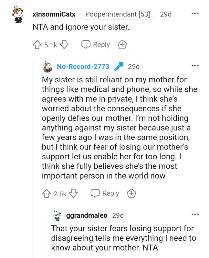 And here's a bunch of comments from other Redditors