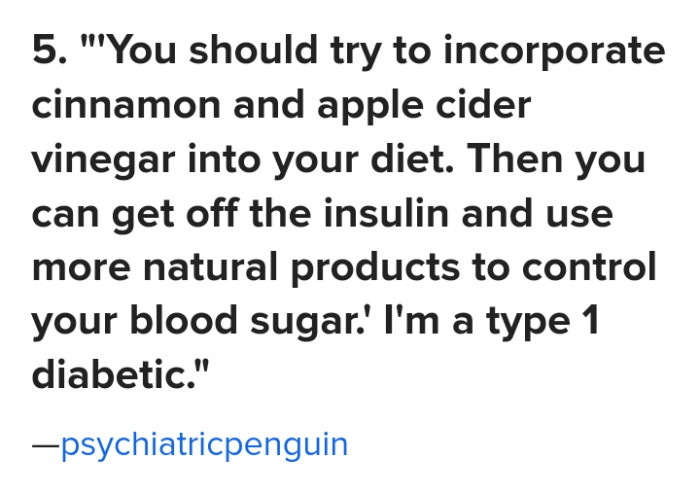 #5 This person should Google first what the types of diabetes are.