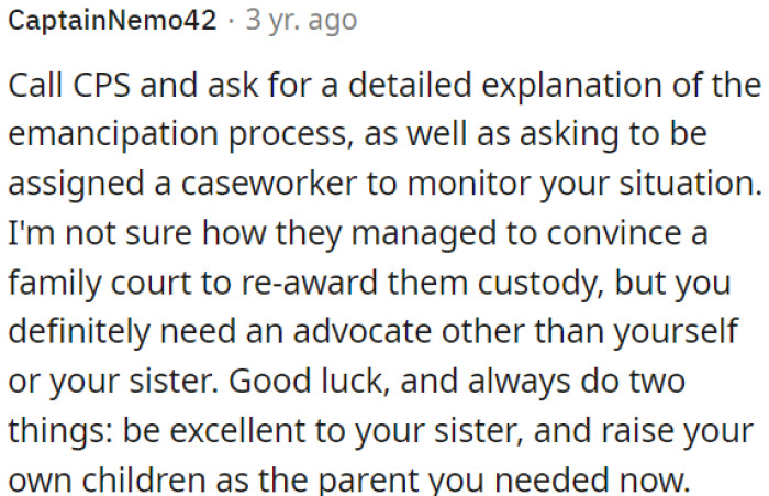 OP could consider having a legal representative for herself.