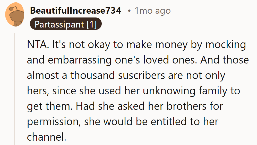 Mocking kin for cash? Not cool.