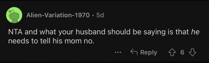 It's the husband's job to take care of this.