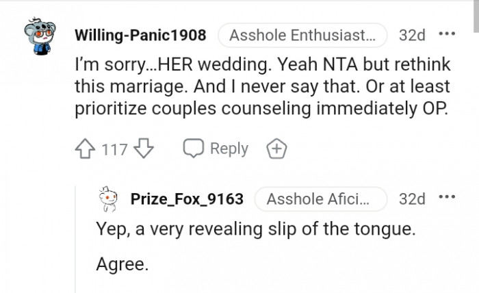 Prioritize couple counseling immediately.