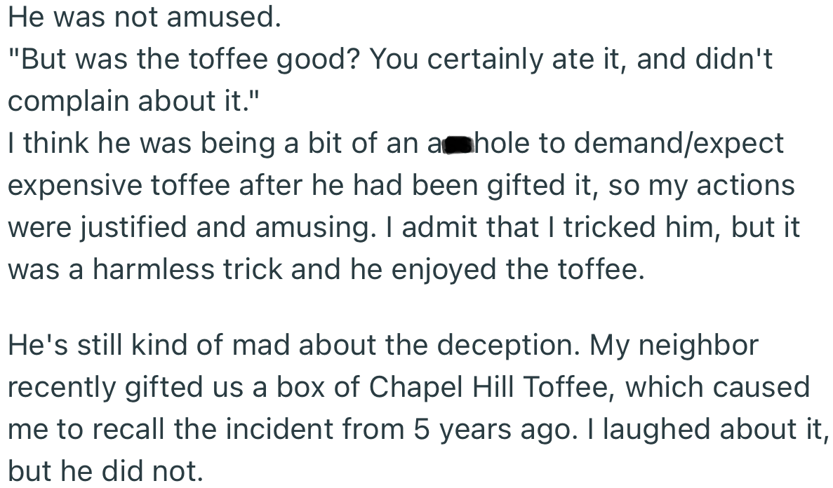 When OP’s son eventually found out that he was being tricked all this while, he wasn’t amused one bit