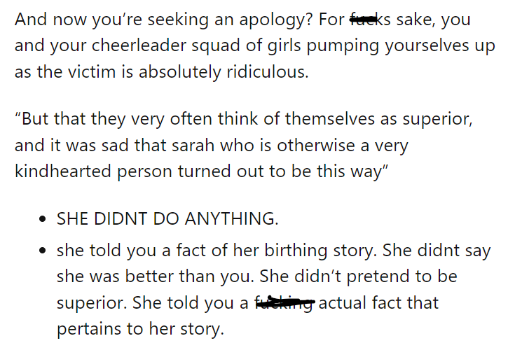 This person really thought OP was in the wrong here, and honestly, she might be right because OP clearly said more than she needed to.