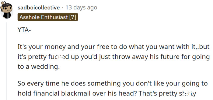 It's literally financial blackmail