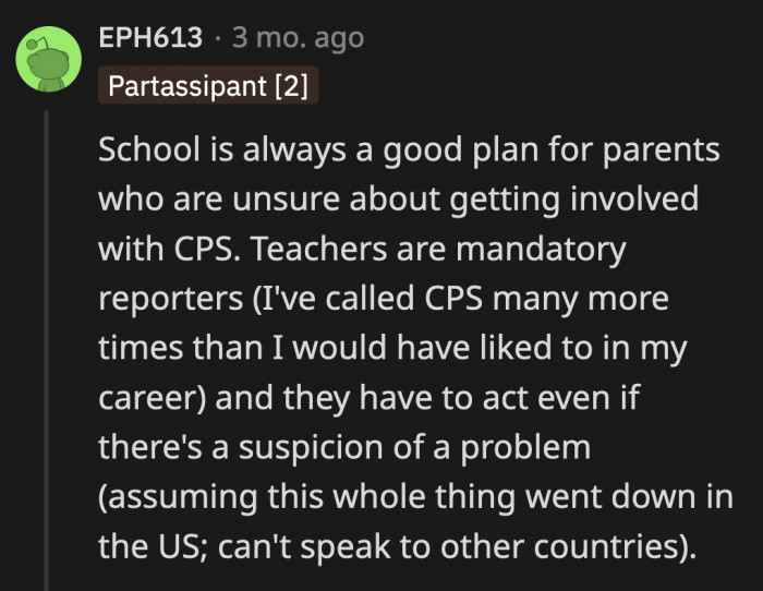 OP failed to do that, and while it was great that she made sure Peter was fed, it was only a temporary solution