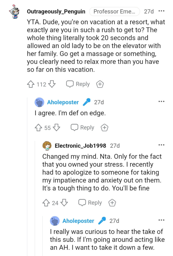 This Redditor thinks the OP needs to relax more than he has so far