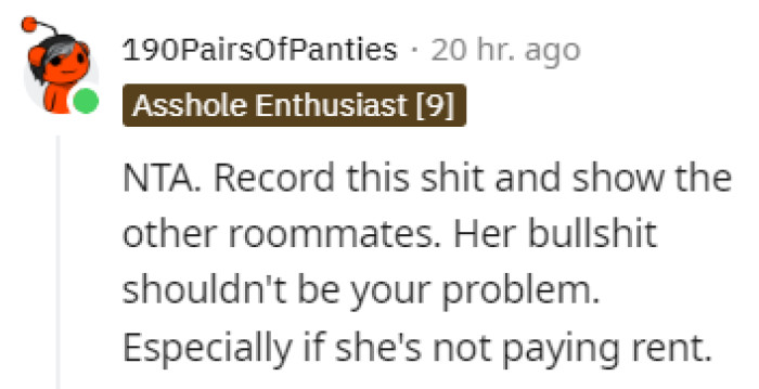 The other roommates need to hear this