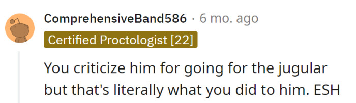 Critiquing him for jugular strikes, but it's a classic case of 