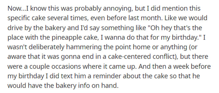 She mentions that she did bring it up multiple times to him so that he knew what she wanted and made it clear that this was exactly what she desired.