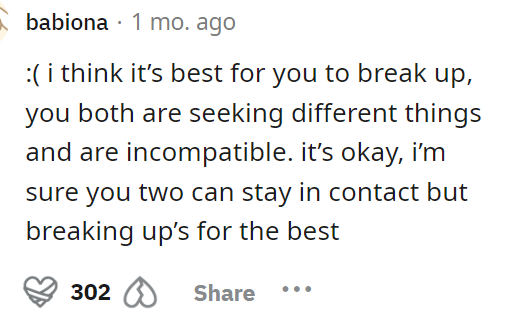 People immediately came to the comments, and most of them said that he should break up with her.