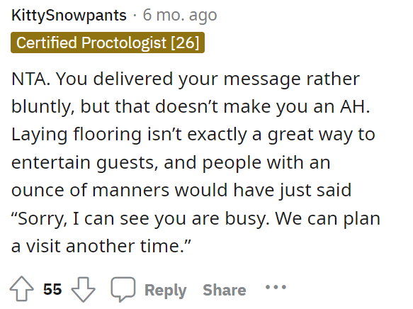 Anyone with manners would have called first, but you know, in-laws are entitled.