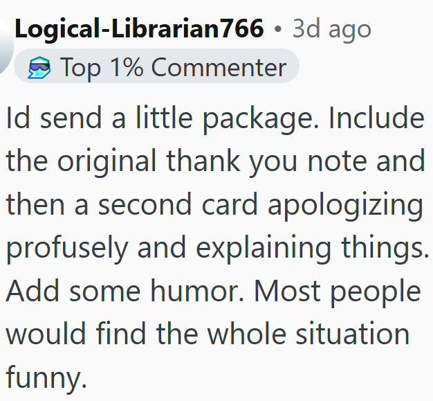 Turning a late thank you into a funny apology.