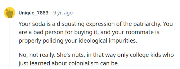 Perhaps it's time to bring her back to earth with a sip of reality.