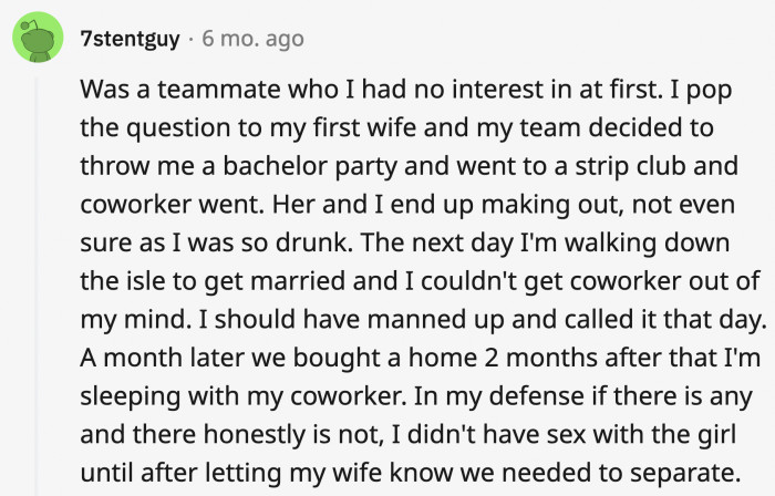 8. Kissed another woman the night before his wedding. Bought a house with his new wife.