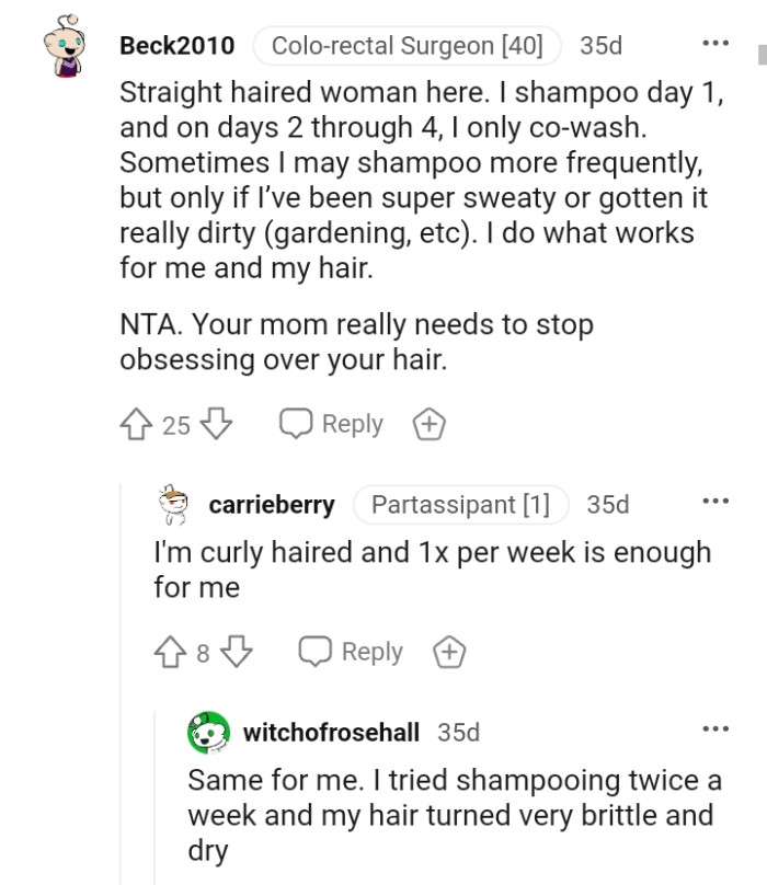 OP's mom needs to stop obsessing over her hair