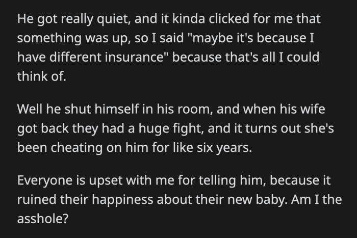 Her BIL and his wife later had a huge fight where it was revealed that she had been cheating on him for six years. Everyone thinks it's OP's fault.