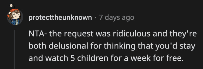 Five children under 10, the youngest of whom is just a year old. Sounds like a job for a 17-year-old.