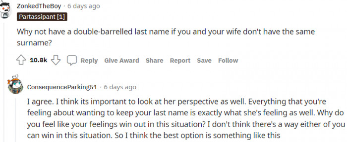 1. The best option is to double-barrel the last name