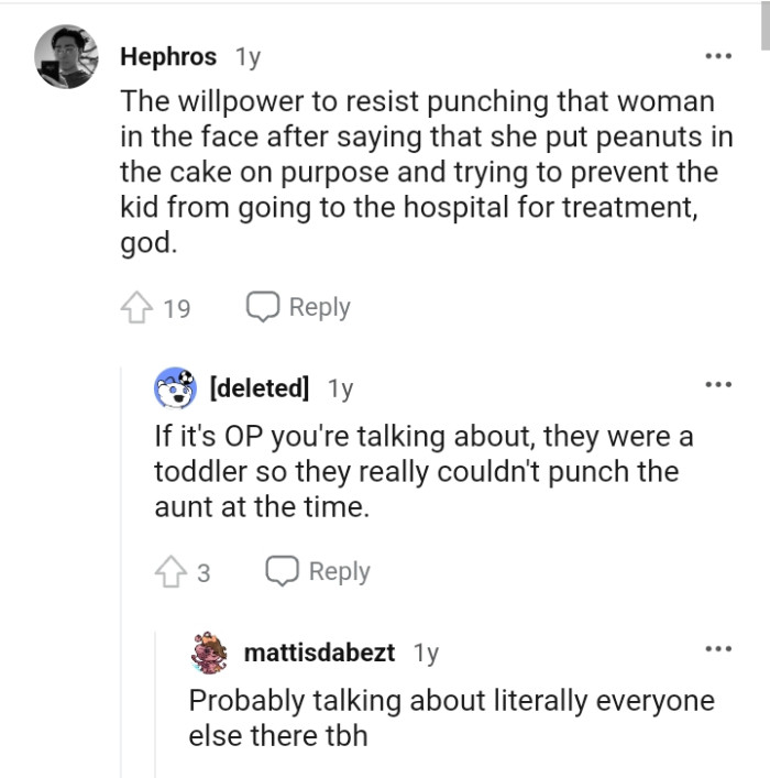 She put nuts in the cake on purpose