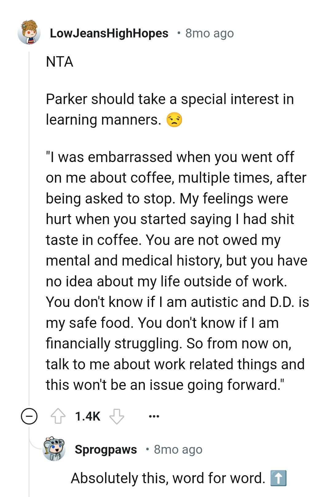 This Redditor pens down what the OP should tell him instead