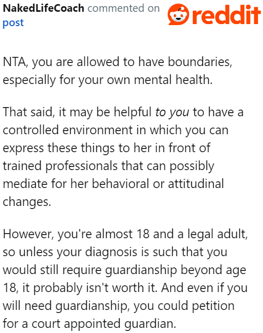 Redditors took the OP's side, supporting the boundaries he set for himself.