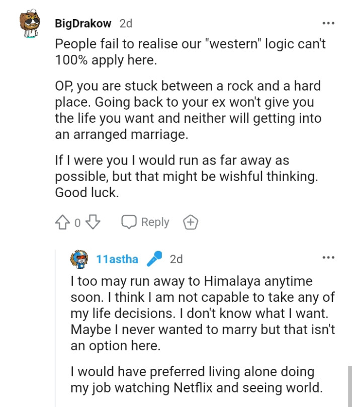 For this Redditor, the OP is stuck between a rock and a hard place.