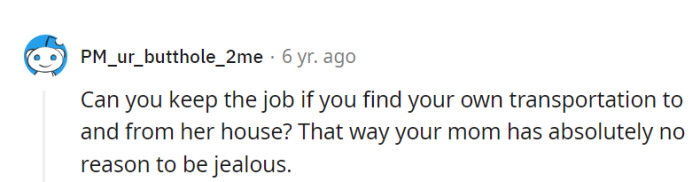 Mastering her own transportation could turn Mom's jealousy into a disappearing act.