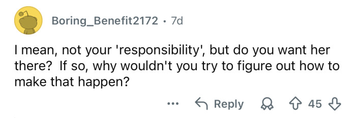 Do you want your sister there?