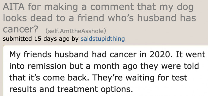 The OP started the post explaining her friend's situation.