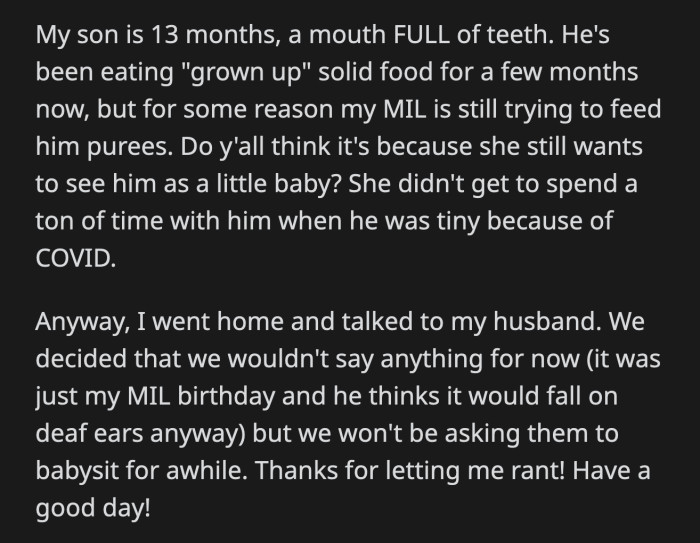 They Also Thought Their Advice Would Fall on Deaf Ears. They Just Won't Let Her Babysit for Some Time.