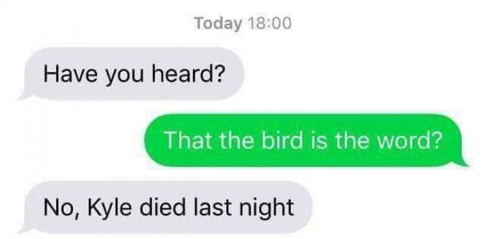 24. Don't you know about the bird? Everybody's talking about the bird.