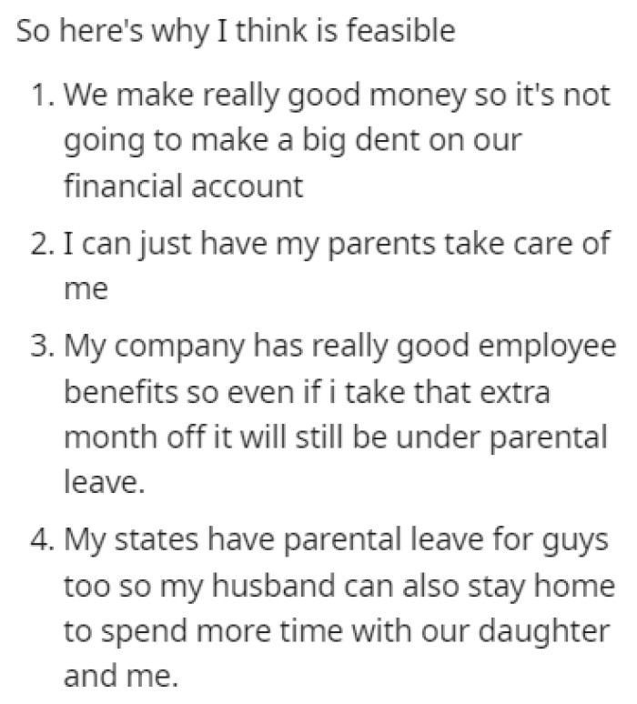 OP listed a few reasons why she believes that it's possible for her to go through with this tradition