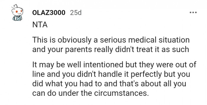 They were out of line, and you didn't handle it perfectly