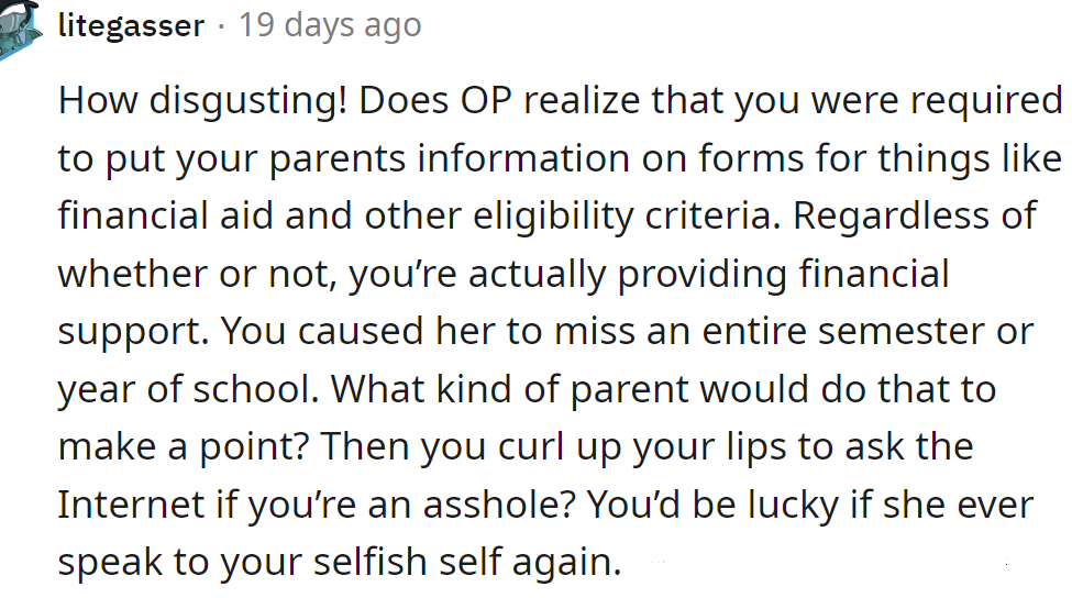 He caused her to miss the entire semester of school