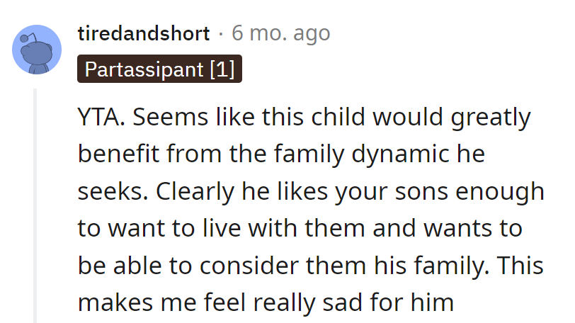 Stepson's desire for family love is real.