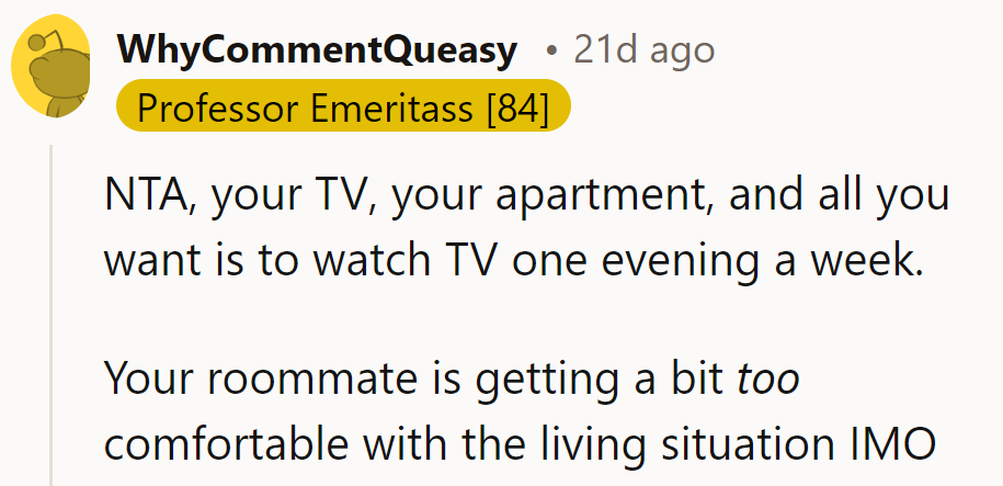Asserting TV rights: one evening a week doesn't make a tyrant, just a viewer!