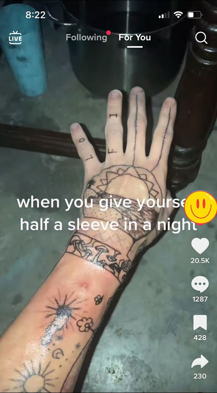 7. Giving yourself half a sleeve.