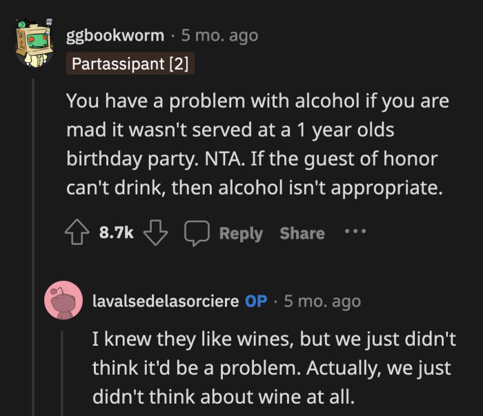 There were a grand total of five adults and one baby at this party. Why was there a need to drink?