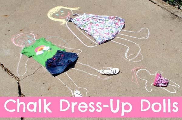 2. Chalk is one great way to play dress-up without the dolls