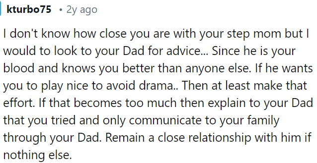 OP should prioritize communication with her dad and maintain harmony, especially if things become overwhelming.