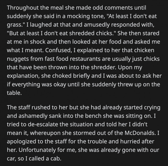 OP replied that at least he didn't eat 