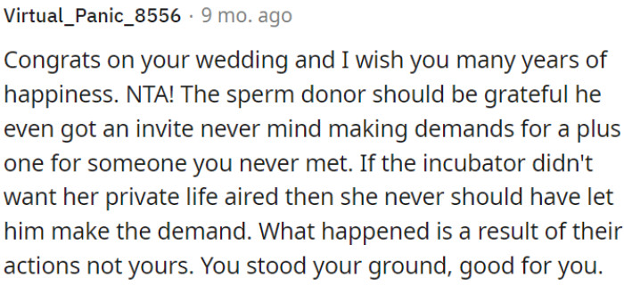 The OP has shown commendable strength by asserting her personal boundaries.