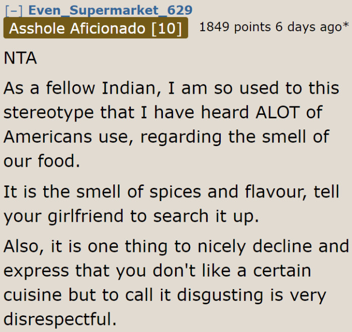 Indians are aware of the stereotypes with Indian food.