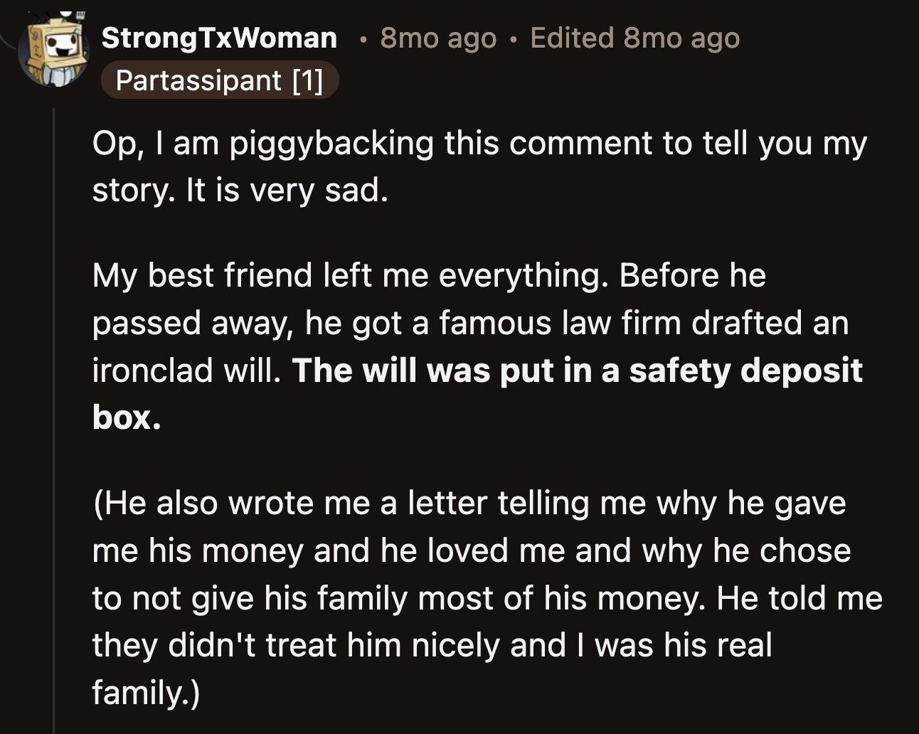 OP's plans are not as rare as one might think. A Redditor shared a similar experience.